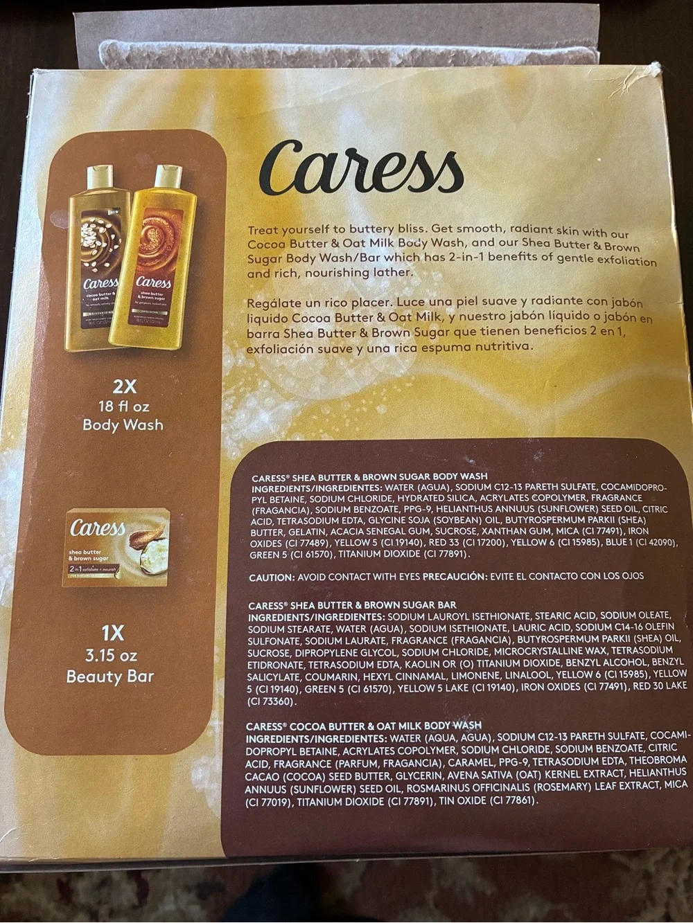 Caress Buttery Indulgence Gift Pack - Gold Body Wash & Bar Soap. New. Never open